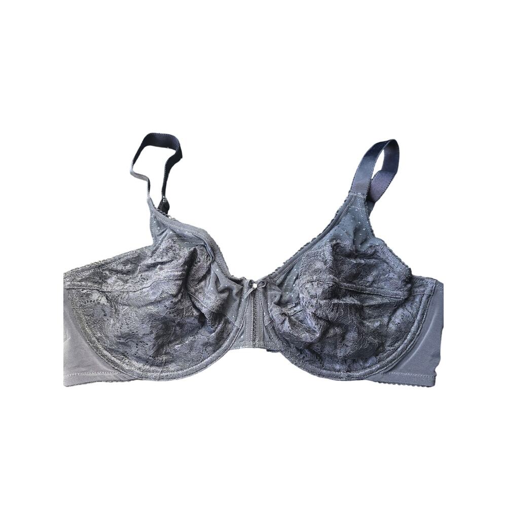Vanity Fair Bra 38D Womens Sheer Black Lace Underwired Adjustable Straps‎
